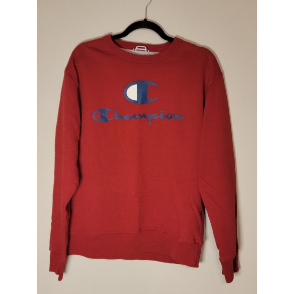 Vintage Champion Crewneck Sweatshirt Medium RED champion‎ Print-